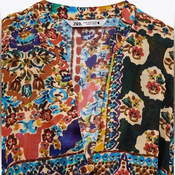 Like New: Zara Belted Printed Mini Dress in Multicolor - Size S - Picture 5 of 5